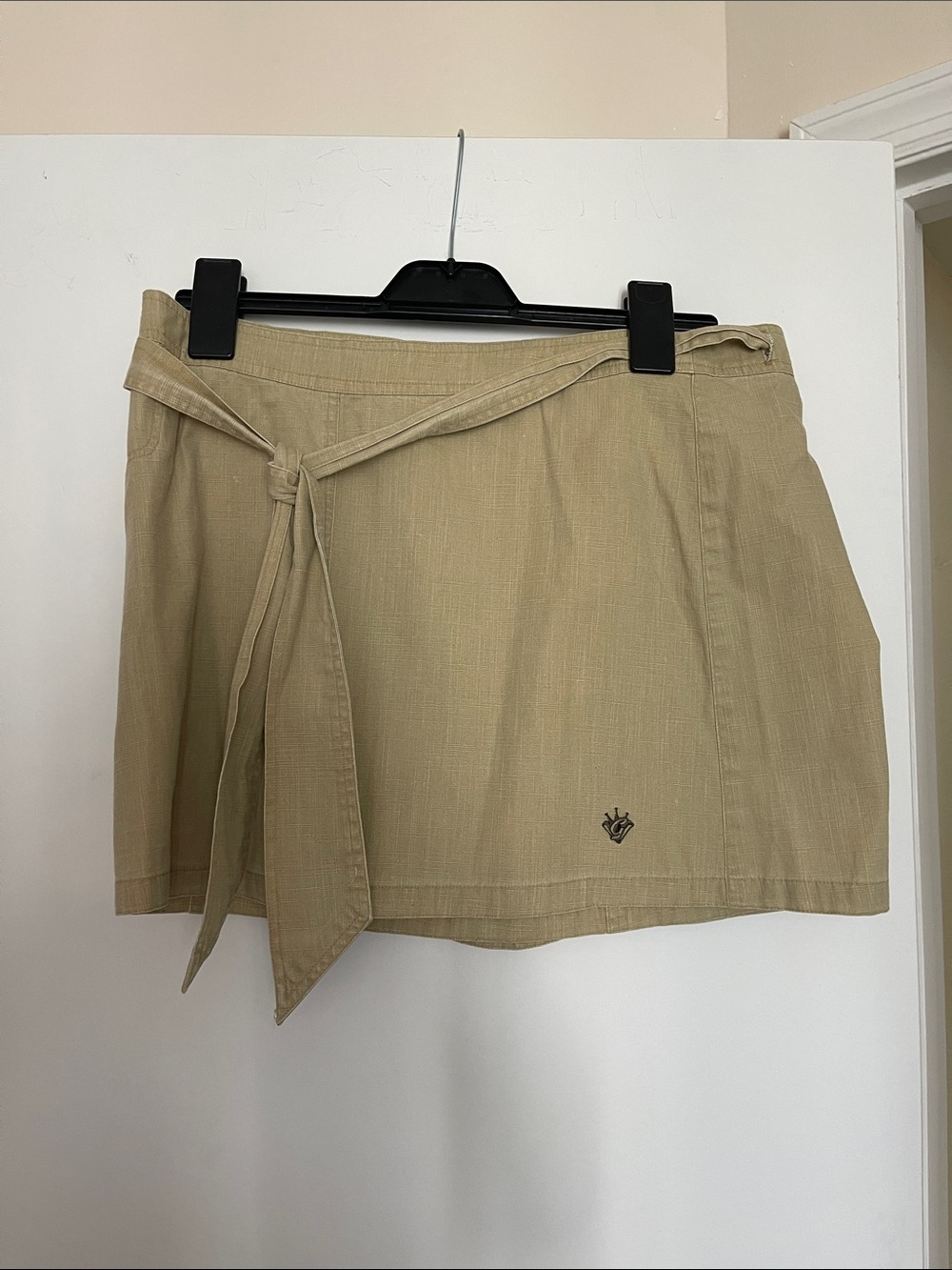 Women's Khaki Tie-Waist Mini Skirt